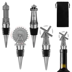 Metal Wine Stoppers Windmill/Big Ben/Giant Wheel/Nautical Lighthouse Decor Bottle Plug Bar Tool Wine Gift