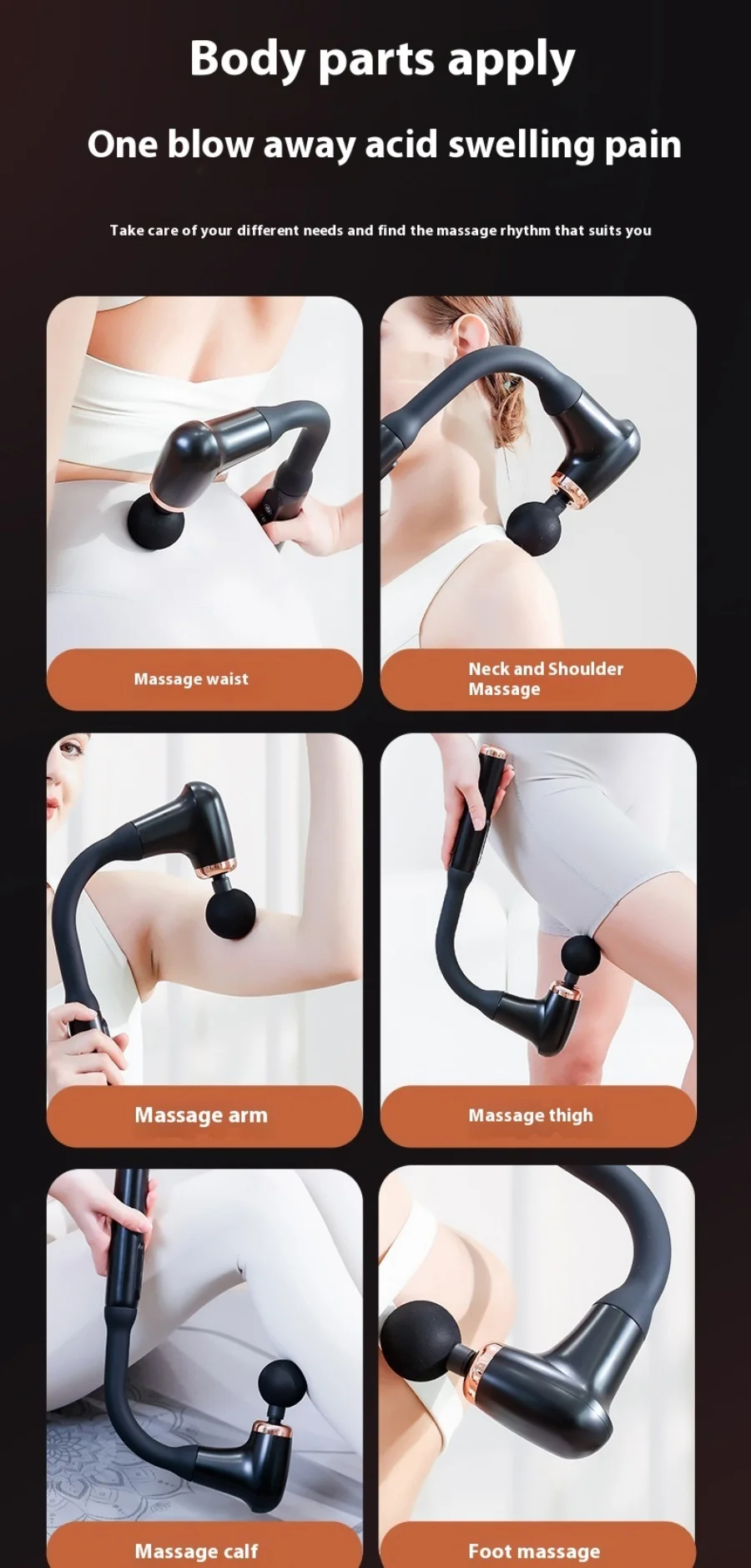 Massage Gun Deep Tissue with Extended Handle Revolutionary U-Shaped Back Massager Body Massager for Neck, Shoulder, Leg