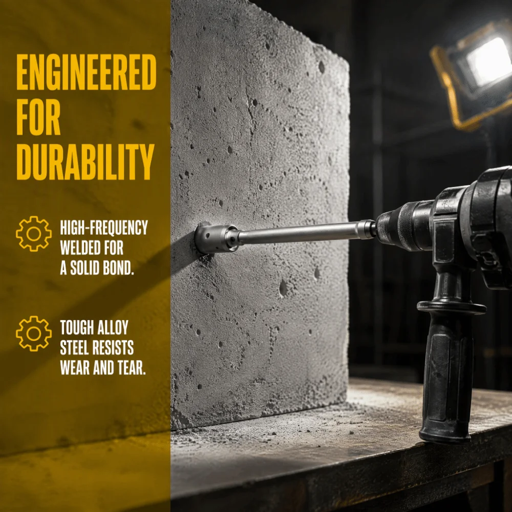 320mm Length Drill Adapter Shank Round Shank SDS Plus Shank Connecting Rod Adapter Pilot Drill Bit 1 Screw Included