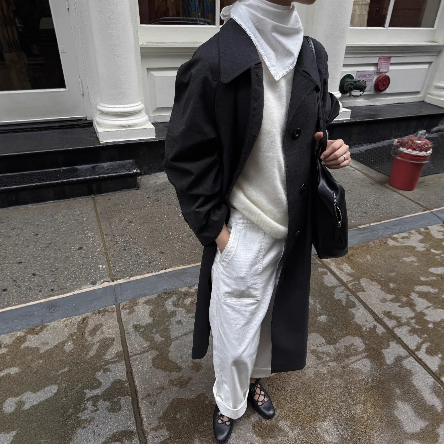 

East Gate TheBarnet Vintage Simple Loose Lapel Mid-Length Coat Jaet Women's Spring Autumn Faion Outerwear