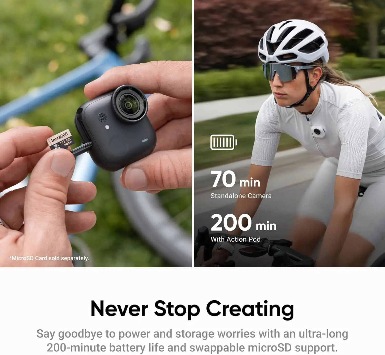 Insta360 GO Ultra - كاميرا صغيرة 4K بدون استخدام اليدين خفيفة الوزن وجزء علوي متنقل في تثبيت الإضاءة المنخفضة بطارية 200 دقيقة 10 متر مقاومة للماء أصلية جديدة