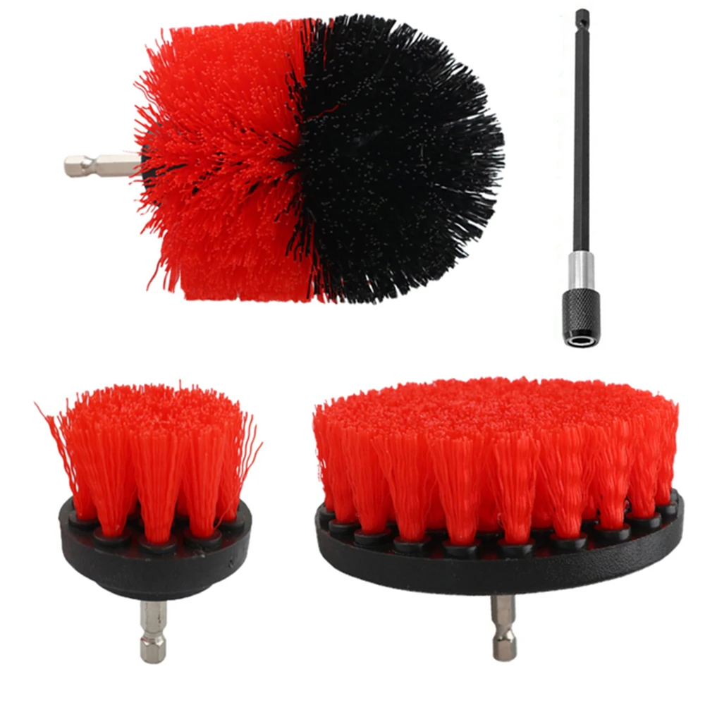 Tête de brosse de perceuse rouge, tournevis, brosse de nettoyage à sec, brosse de nettoyage, ensemble de brosses à buse, brosse à tournevis