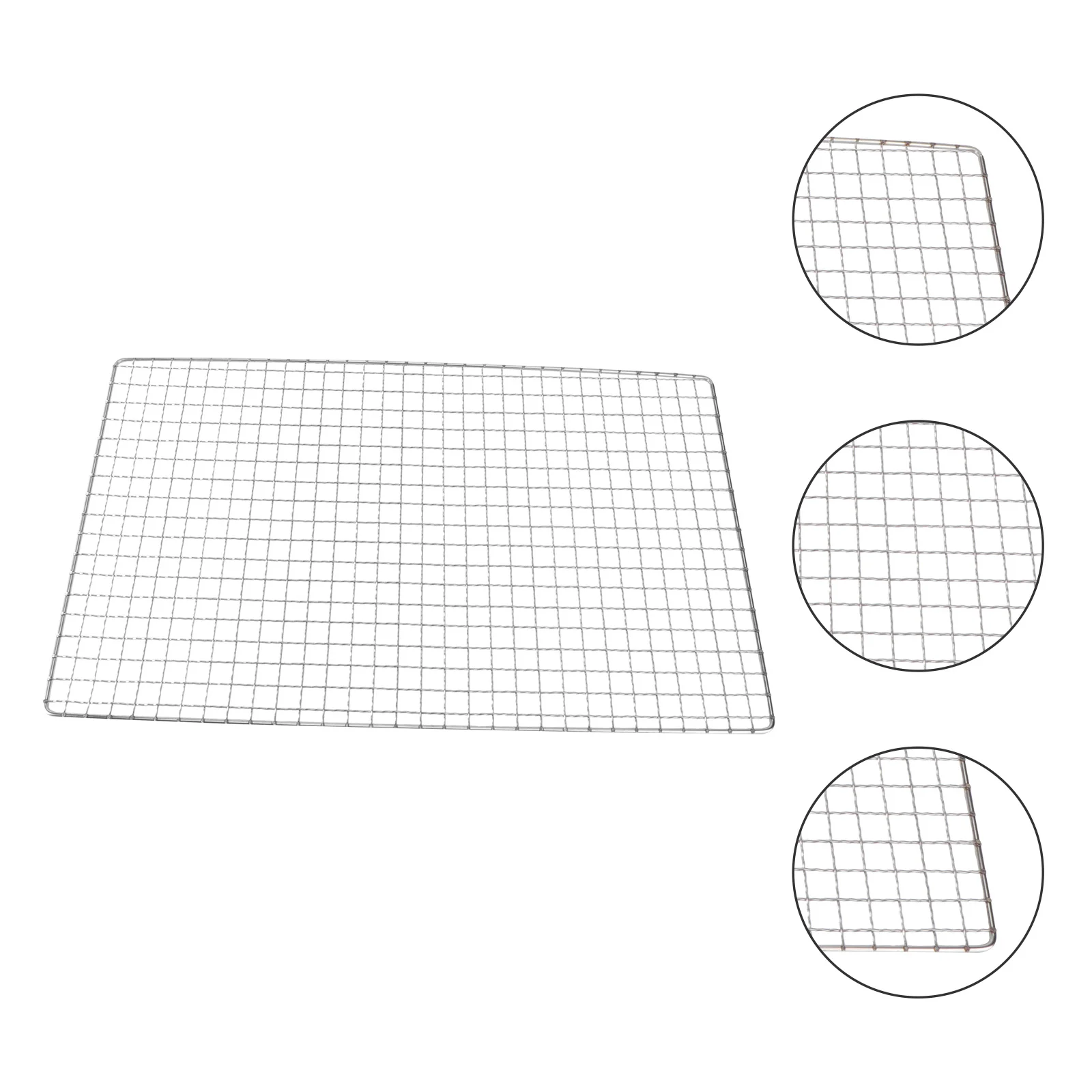 

Stainless Steel Bbq Basket Square Grill Mesh Durable Smooth for Hotel Home Kitchen 26x44cm Outdoor Barbecue Cooking Rack