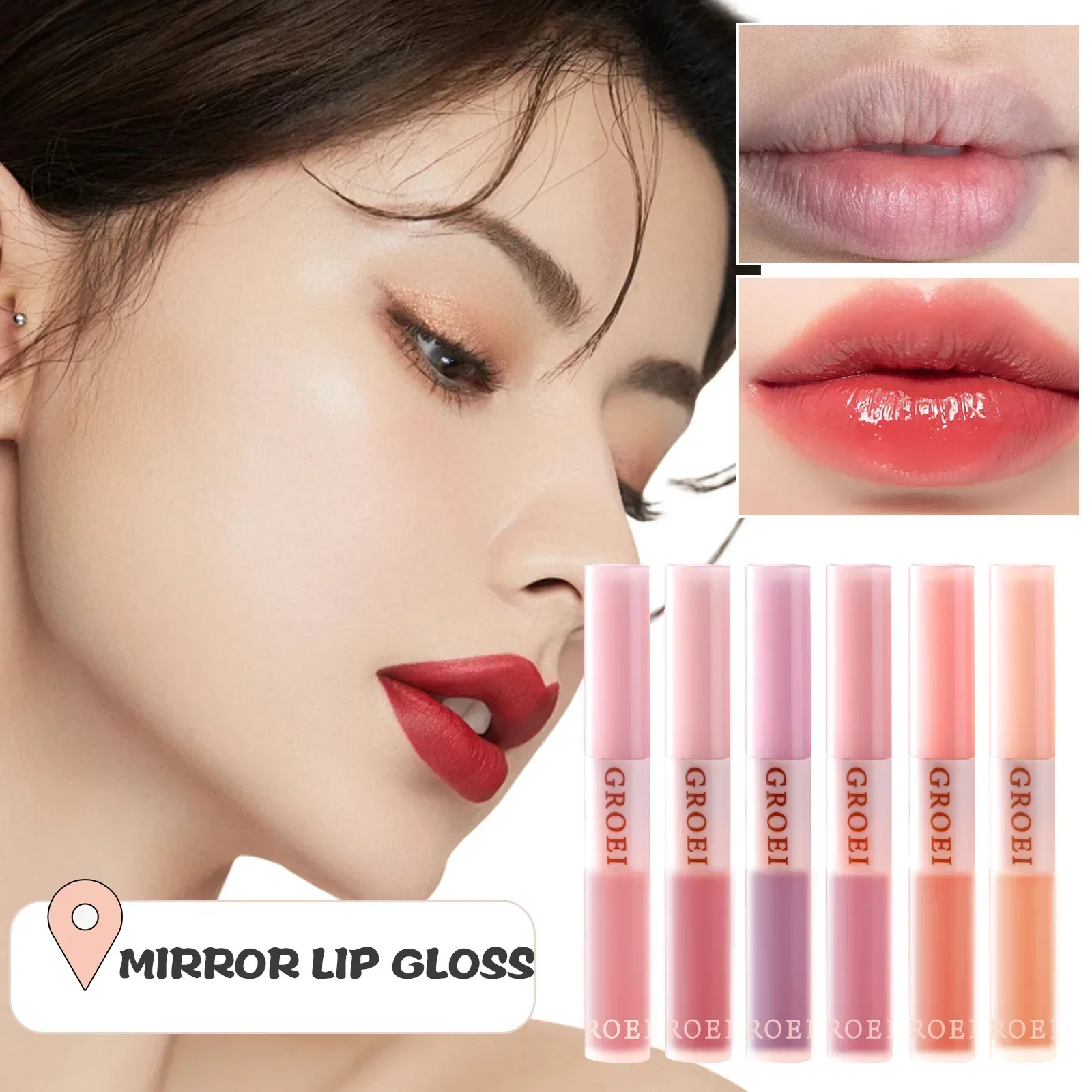 GROEI Vernis à lèvres double extrémité, brillant miroir 2 en 1 et velours mat, tasse antiadhésive longue durée, cosmétique pour les lèvres dodues 3D