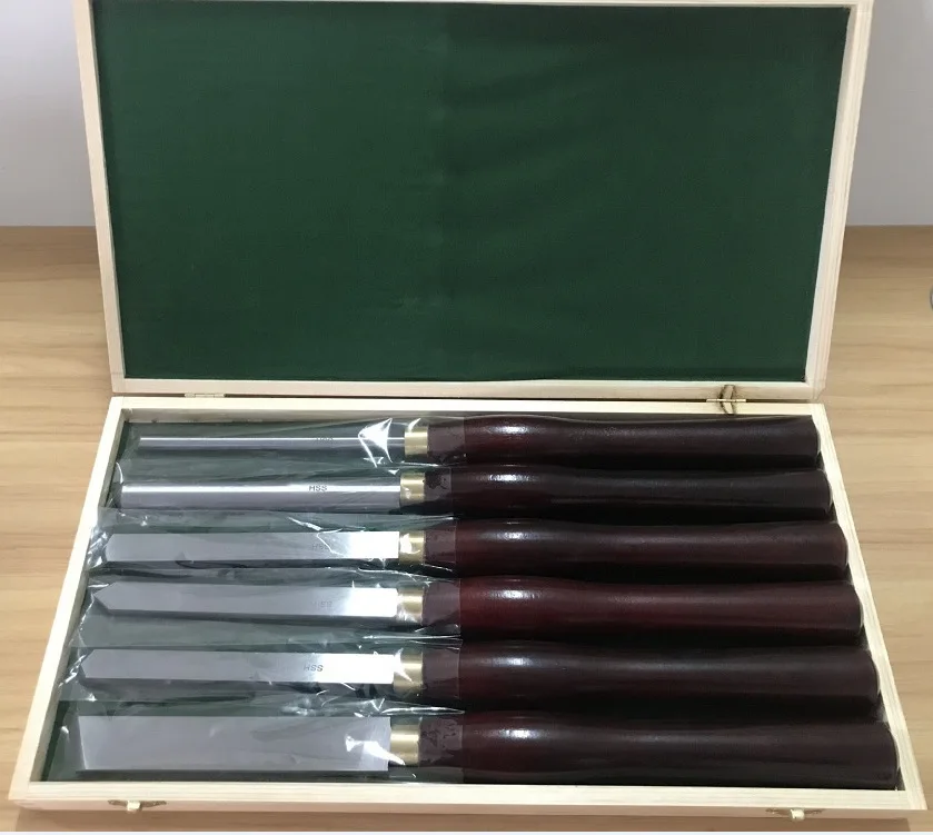 6pcs/set HSS Lathe Chisel Set Woodworking Turning Tool set HSS High Speed Steel Semicircle Knife Hand-held Wooden Turning Tool