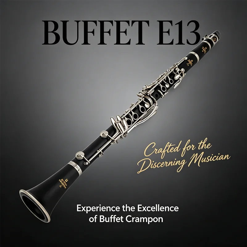Clarinete Profissional B-Flat Buffet, Instrumento de Sopro de Alta Qualidade com Estojo Preto e Acessórios E13 em Novo Estado