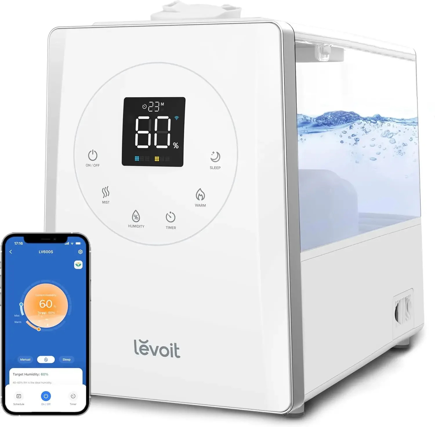 LV600S Smart Warm and Cool Mist Humidifiers for Home Bedroom Large Room, (6L) 753ft² Coverage