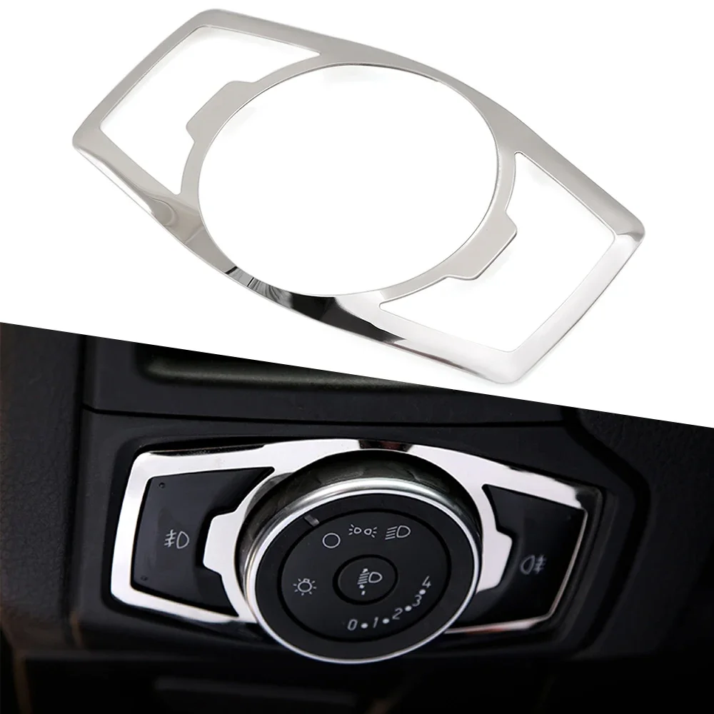 Stainless steel headlight switch cover stickers For Ford focus 3 MK3 MK4 KUGA Escape mustang 2015 Mondeo Fusion 2013-2016