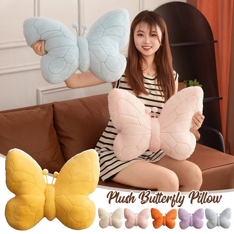 Cojines coloridos de mariposa 3D, cama, dormitorio, sofá, habitación, respaldo, decoración, cojín, almohada trasera con forma