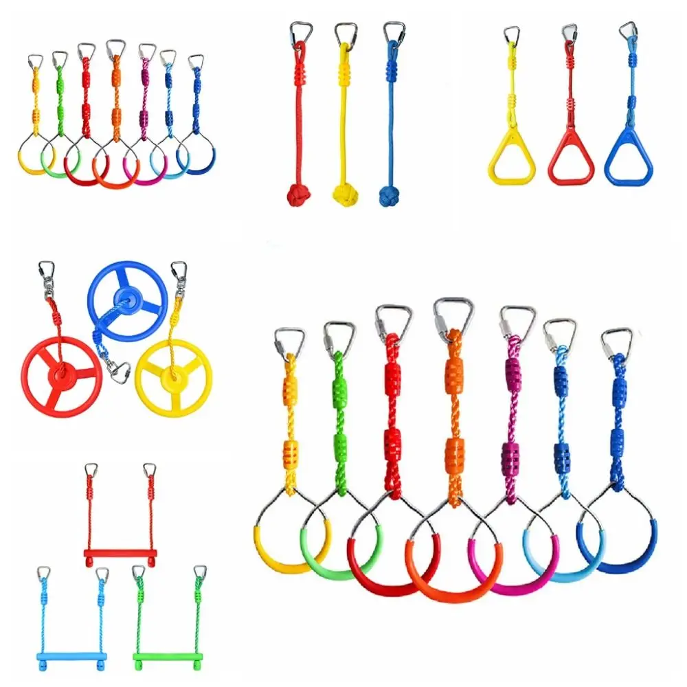 Colgar parque infantil interior, Kit de juegos al aire libre, patio de juegos de cuerda, accesorios de anillo de escalada PP, barras de columpio de mono de Color aleatorio para niños