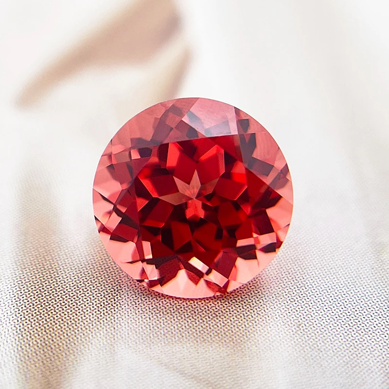 Im Labor gezüchtete Padparadscha-Perlen in runder Form, Farbe Feuerlotus, Charm-Perlen für DIY-Schmuckherstellung, Anhängermaterialien mit Zertifikat – Detail 2