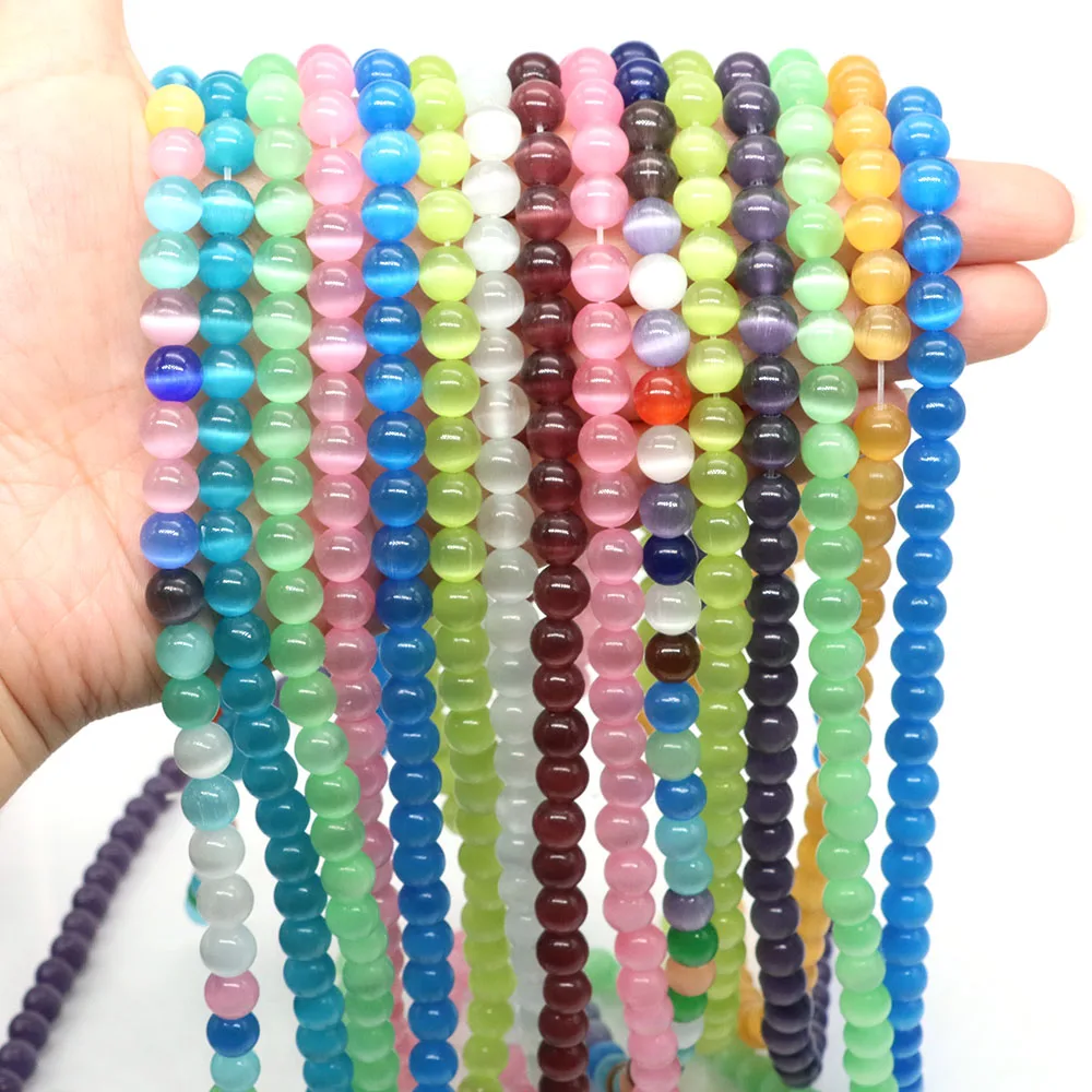 4/6/8/10mm Natural Round Stones Loose Beads Crystals Tiger Eye Cat Eye Agate Bead for DIY Bracelets Necklace Jewelry Accessories