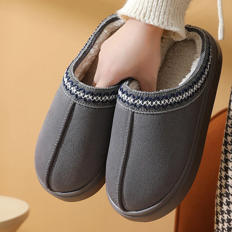 Women's Platform Plush Slippers, Warm Winter Indoor Slides, Anti-Slip Comfort_voghion.com