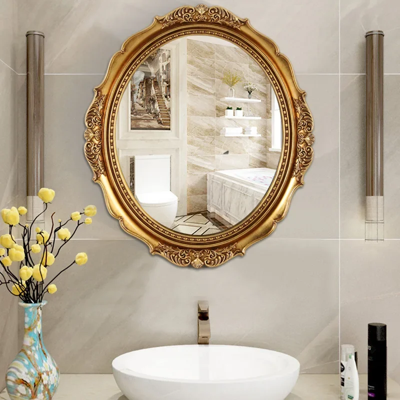 

Bathroom Vintage Makeup Mirror Vanity Irregular Plastic Princess Mirror Beauty Salon Miroir Mural House Decoration