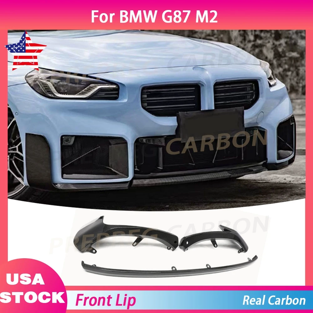 

Real Carbon Fiber M Style Body Kits Accessories Front Bumper Lip Splitters Chin Spoiler for BMW 2 Series M2 G87 Coupe 2023+