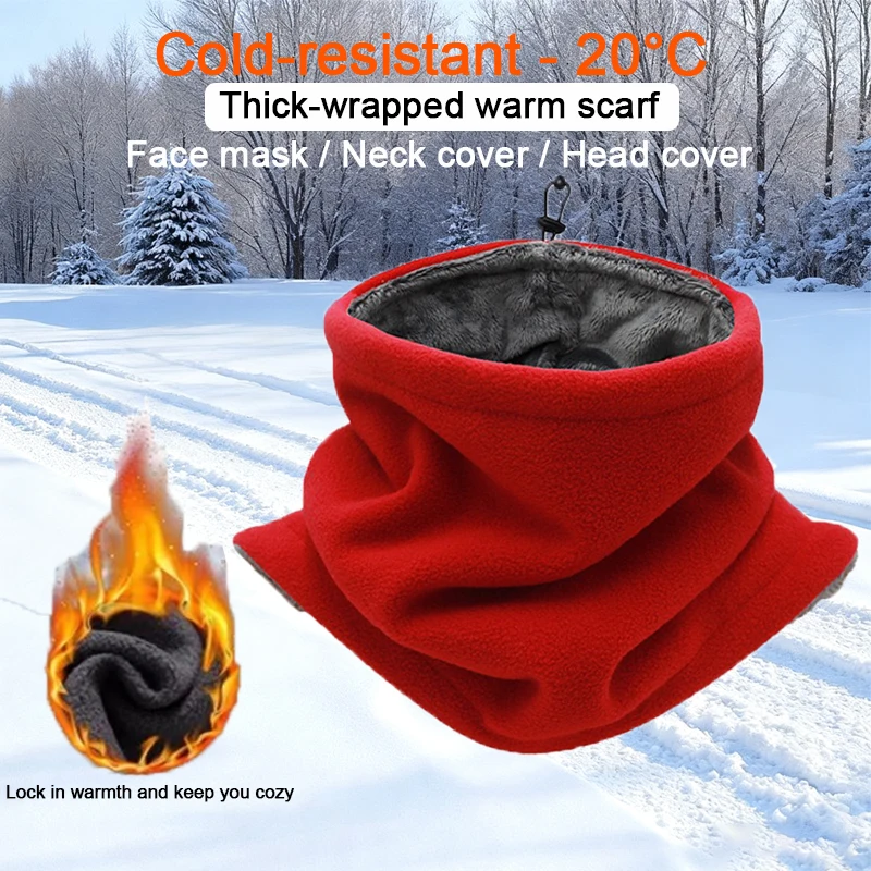 Winter Motorcycle Thermal Mask Thermal Scarf For Men Women Fleece Neck Warmer Windproof Balaclava Outdoor Camping Hiking Cycling