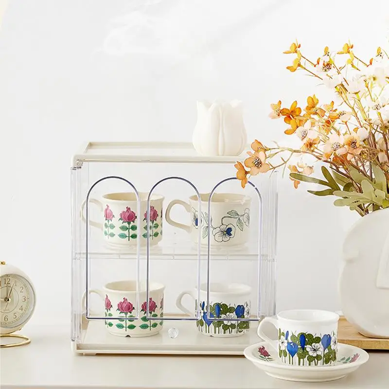 

Acrylic Cup Storage Rack Desktop Coffee Tea Cup Display Stand Glass Water Cup Holder Transparent Organizer Box Simple Style P...