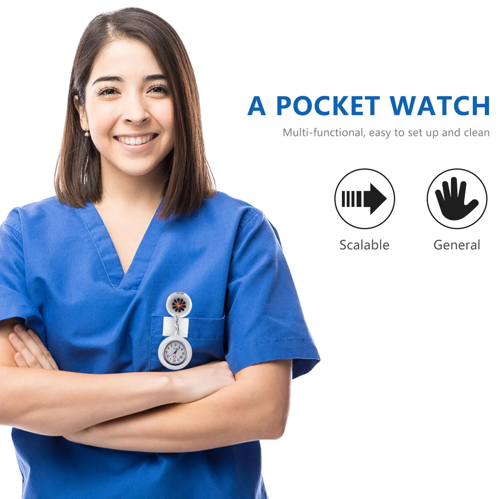 

Nurse Watch Pocket Fashionable Fob Watches Women Alloy Quartz Movement Water Resistant Date Weekday Glass Clip On Stable Clothes