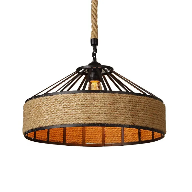 Imagem -06 - Clássico Hemp Rope Pendant Hanging Lamp Lustre para Teto Chandelier Clássico Retro Antique Industrial Iron Dining Room Light