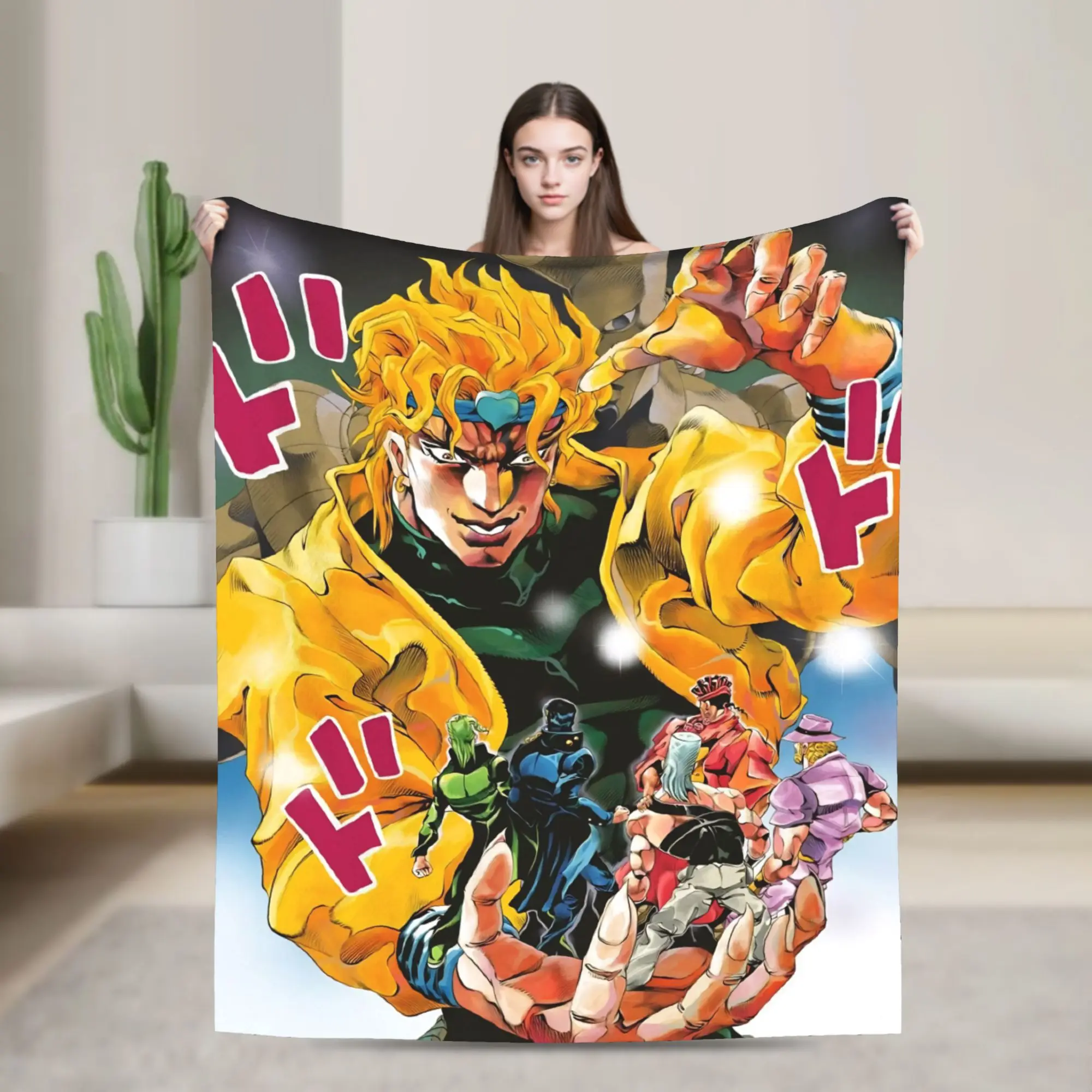 J-JoJos Bizarre Adventure Manga  Blanket Fleece All Season Portable Super Soft Throw Blanket for Bed Outdoor Bedspread