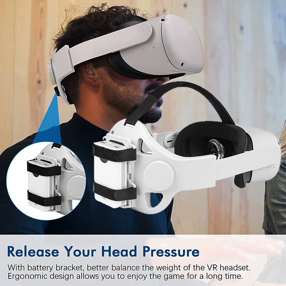 New Upgraded Elite Head Strap For Oculus Quest 2 Accessories Adjustable Release Head Pressure Halo Strap With Battery Holder