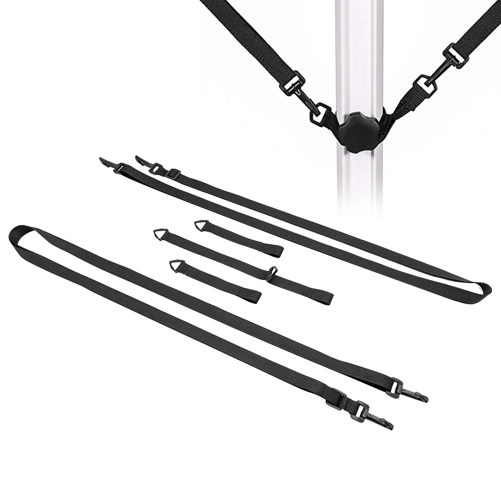 Patio Umbrella Tie Strap 5X Fixed Strap Polyester Umbrella Strap Parasol Holder with Metal Hook Weatherproof Securing Straps