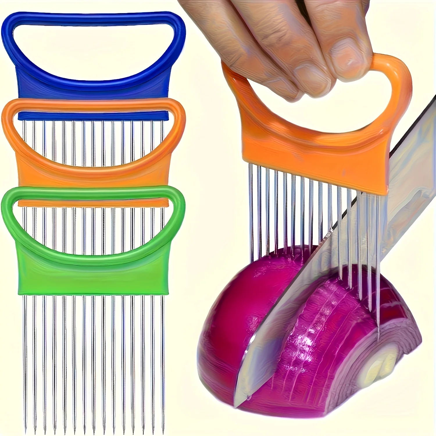 [Kitchen Slicer Tool] Stainless Steel Onion Fork Slicer, Sui