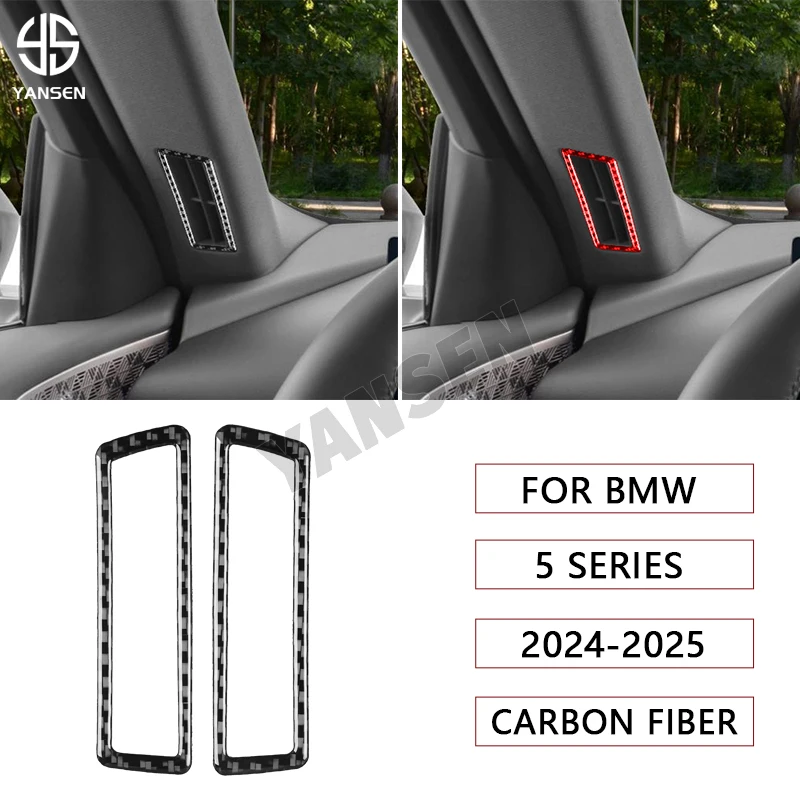 

For BMW 5 Series i5 G60 G68 2024 2025 Real Carbon Fiber A-pillar Air Conditioning Outlet Vent Trim Cover Car Accessories Sticker