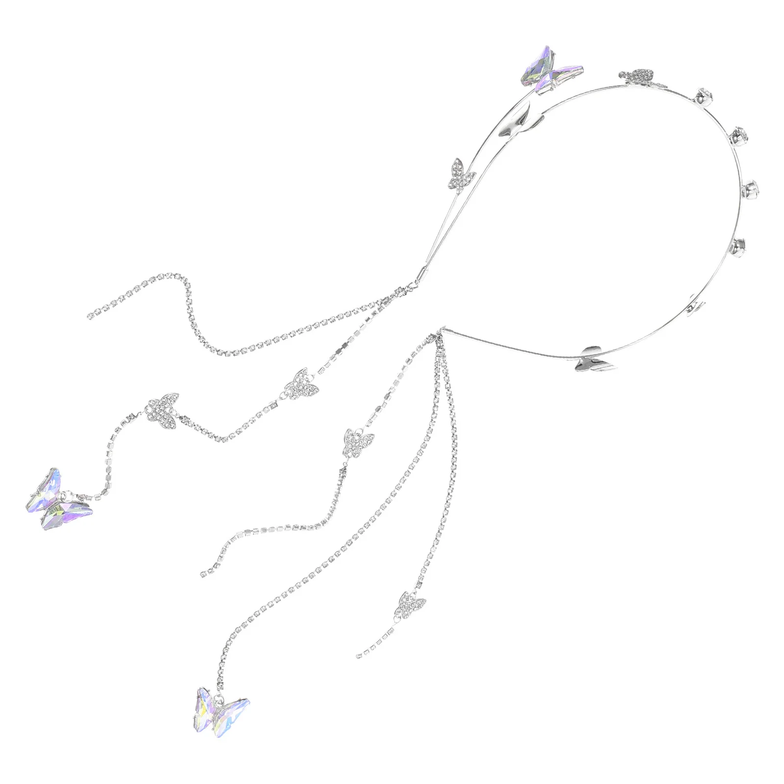 عصابة رأس أنيقة على شكل فراشة كريستالية من الزركون للنساء والفتيات وإكسسوارات حفلات الزفاف