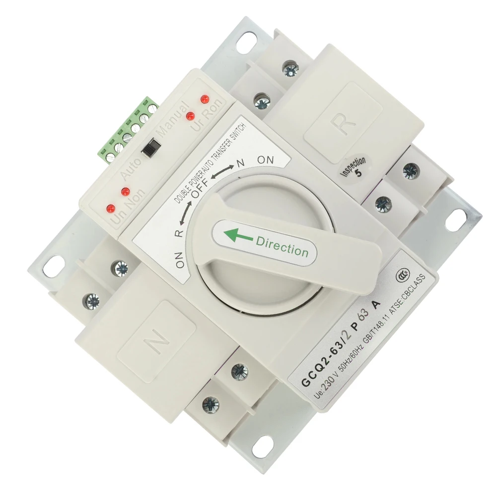 For ATS Dual Power Automatic Transfer Switch 2P 63A AC220V AC400V CB Grade Compliant with IEC947-6-1 GB14048.11
