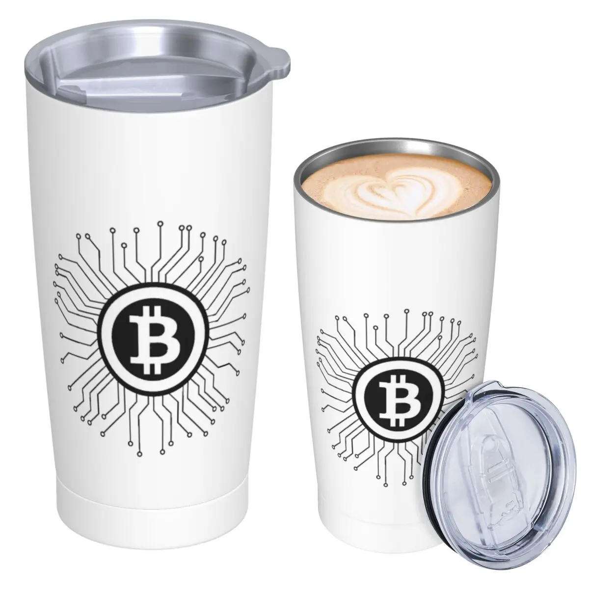 Bitcoin BTC Crypto Currency Stainless Steel Tumbler Vacuum Insulated Mugs Thermal Cold Cup Straws With Lid 20oz