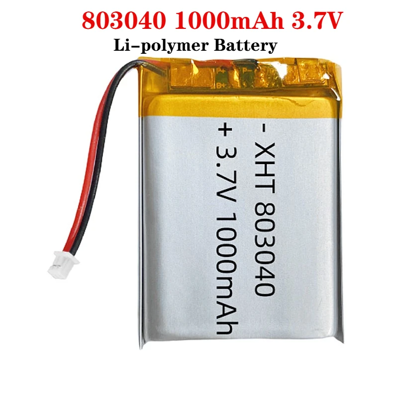 1-4pcs 803040 1000mAh 3.7V Rechargeable Lithium Polymer Battery for Smart Watch Flashlight Electric Toy Bluetooth Speaker