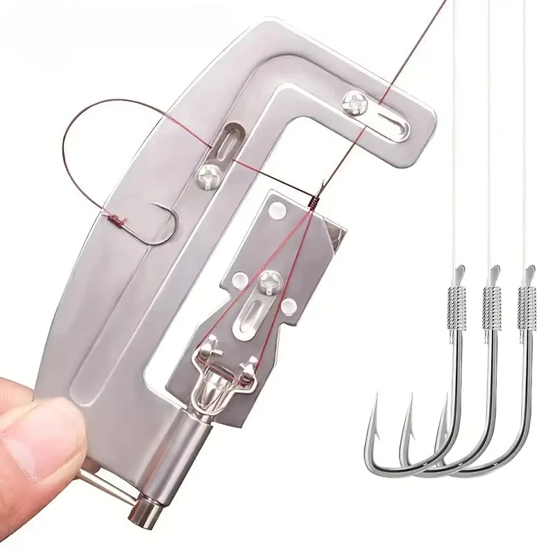 Stainless Steel Semi-Automatic Fishing Hook Line Tier Quick Hook Tying Tool  Portable Fishing Accessory Fishing Line Knotter