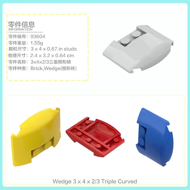 50g Technical MOC Parts Wedge Oblique Brick Light Panel 29119 29120 66956 93604 Building Block Car Model Kits Toys Accessories