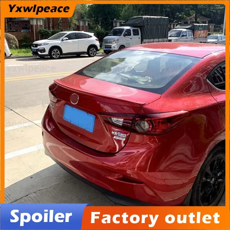 

For Mazda 3 Axela Spoiler 2014 2015 2016 2017 High Quality ABS Plastic Unpainted Colored Rear Trunk LipSpoiler Car Styling