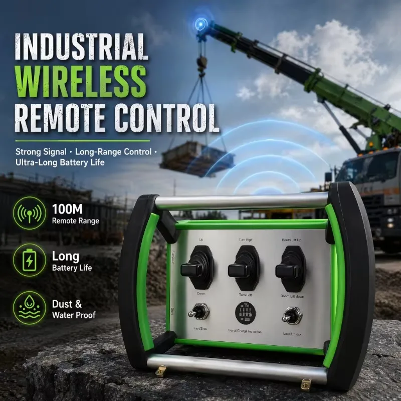 Sale Green Industrial 12V 24V Trucks Waterproof Hydraulic Joysticks Radio Wireless Crane Remote Controller Metal Box