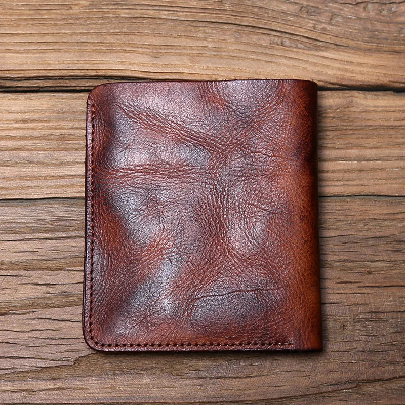 NZPJ männer Leder Brieftasche Retro Top Schicht Rindsleder Brieftasche Vertikale Dokument Clip Kurze Jugend frauen Ultra-dünne geldbörse Tasche – Detail 6
