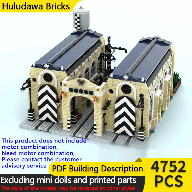 

City Street View Model MOC Building Bricks Railway Old Depot Modular Technology Children Holiday Gifts Assemble Toys Suit