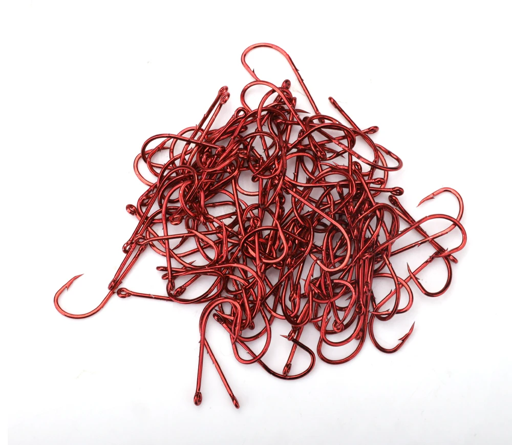 FTK Rote Angelhaken 1/0-10 # Meer Stacheldraht Angeln Lockt Schaft Schnabel Live BaitHolder Karpfen Angeln Jig Wurm Haken Zubehör Tackle – Detail 10