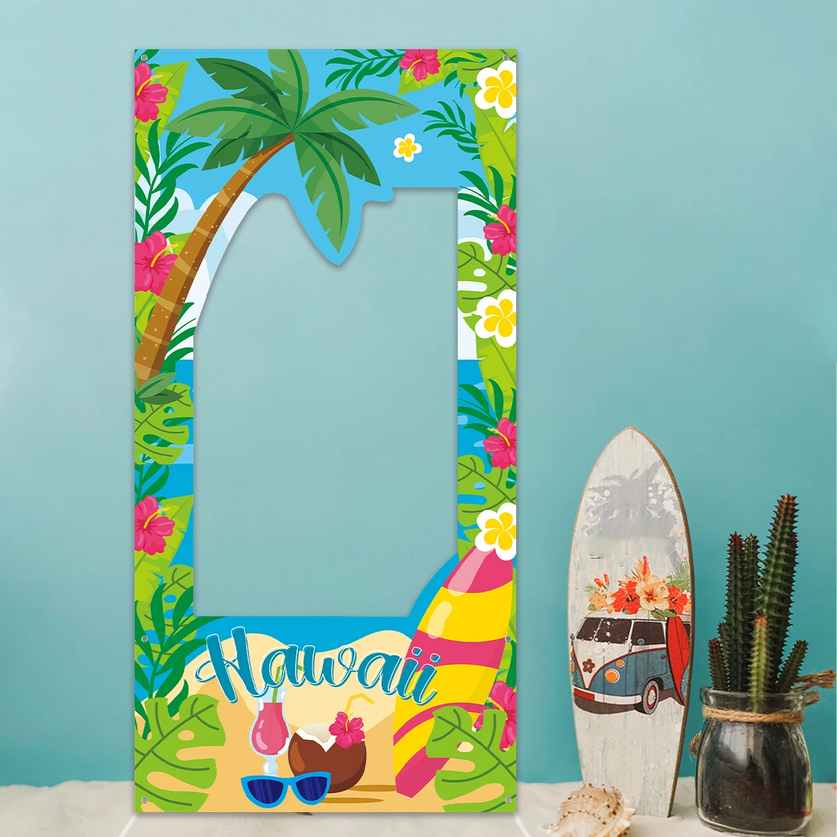 Гавайский реквизит для фотосессии, рамки, фон, тропические Гавайи, декор для дня рождения, детские товары для свадебной вечеринки, сувениры для детского душа ALOHA
