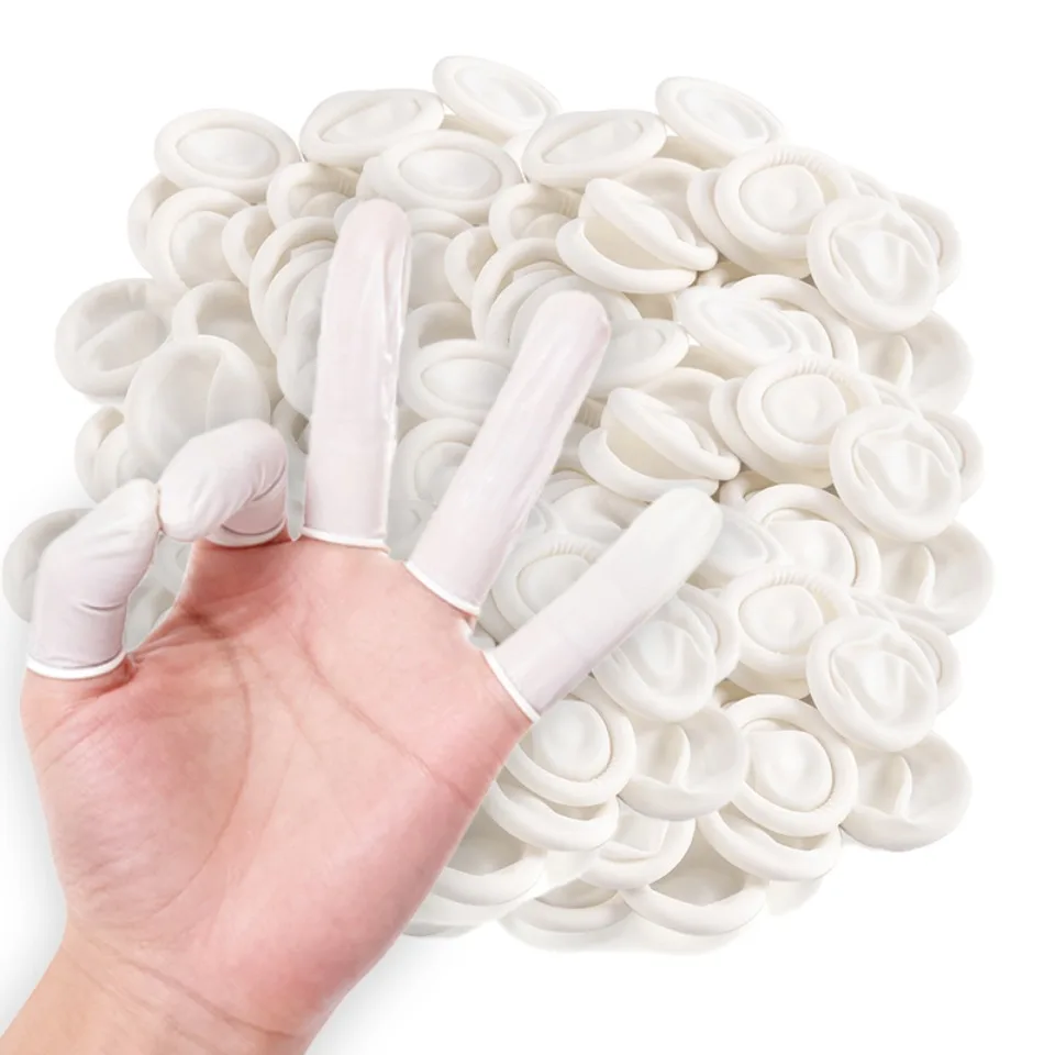 100/200PCS Black White Finger Cots Disposable Anti Slip Finger Covers for Tattoo Artist Beauty Salon Cleaning Supplies