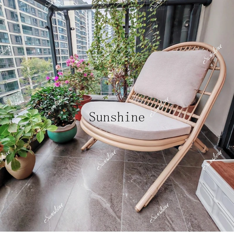 Leisure single sofa chair can sit and lie down for lunch break, backrest balcony household rattan chair FT