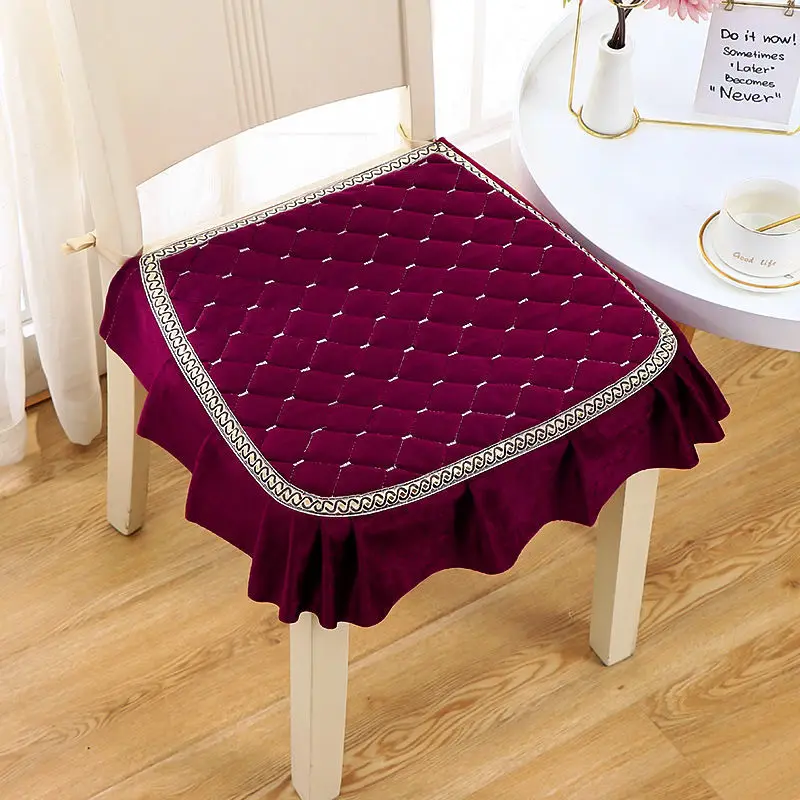 Autumn Winter Household Warm Soft Sitting Pads Washable Dining Chair Cushion With Ties Simple Thickened Non-slip Stool Mats