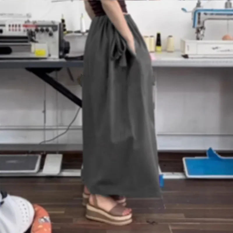 Falda Maxi Casual de Cintura Alta - usage example