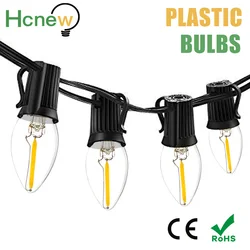 C7 Led String Lights 25PCS Plastic LED Bulb 25Ft IP45 Waterproof Led Light Indoor and Outdoor Patio Room Decor Lamp 2700K Bulbs