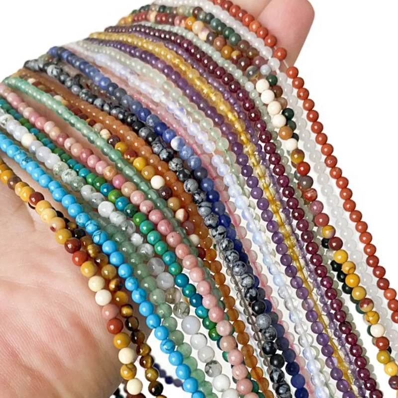 YWROLE 2 3 4 MM Natural Stone Labradorite Amethyst Quartz Round Spacer Beads for Jewelry Making DIY Bracelet Accessories 15\'\'
