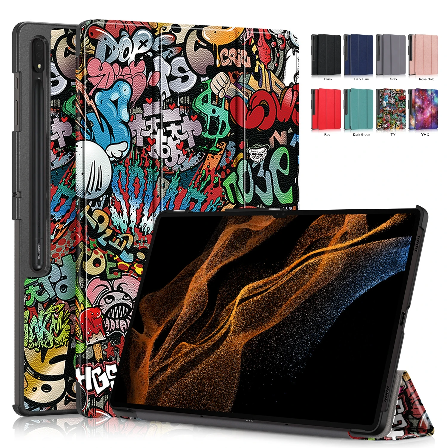 

Тонкий магнитный чехол для Samsung Galaxy Tab S9 Ultra Smart Case SM-X910 SM-X916B SM-X918U 14,6-дюймовый планшет с жесткой задней панелью