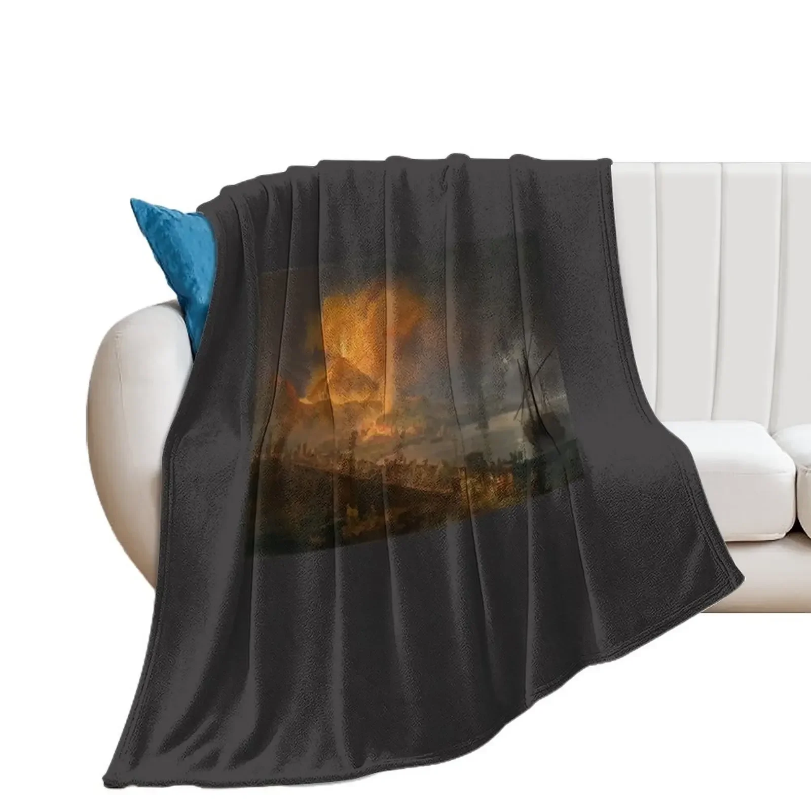 Pierre-Jacques Volaire - The Eruption of Mt. Vesuvius Throw Blanket Winter beds Soft Blankets