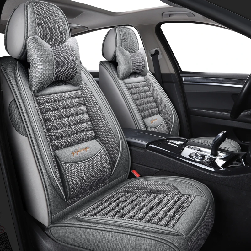 

The front two-seat car seat covers made of linen, with headrests, are comfortable and breathable, suitable for most car models