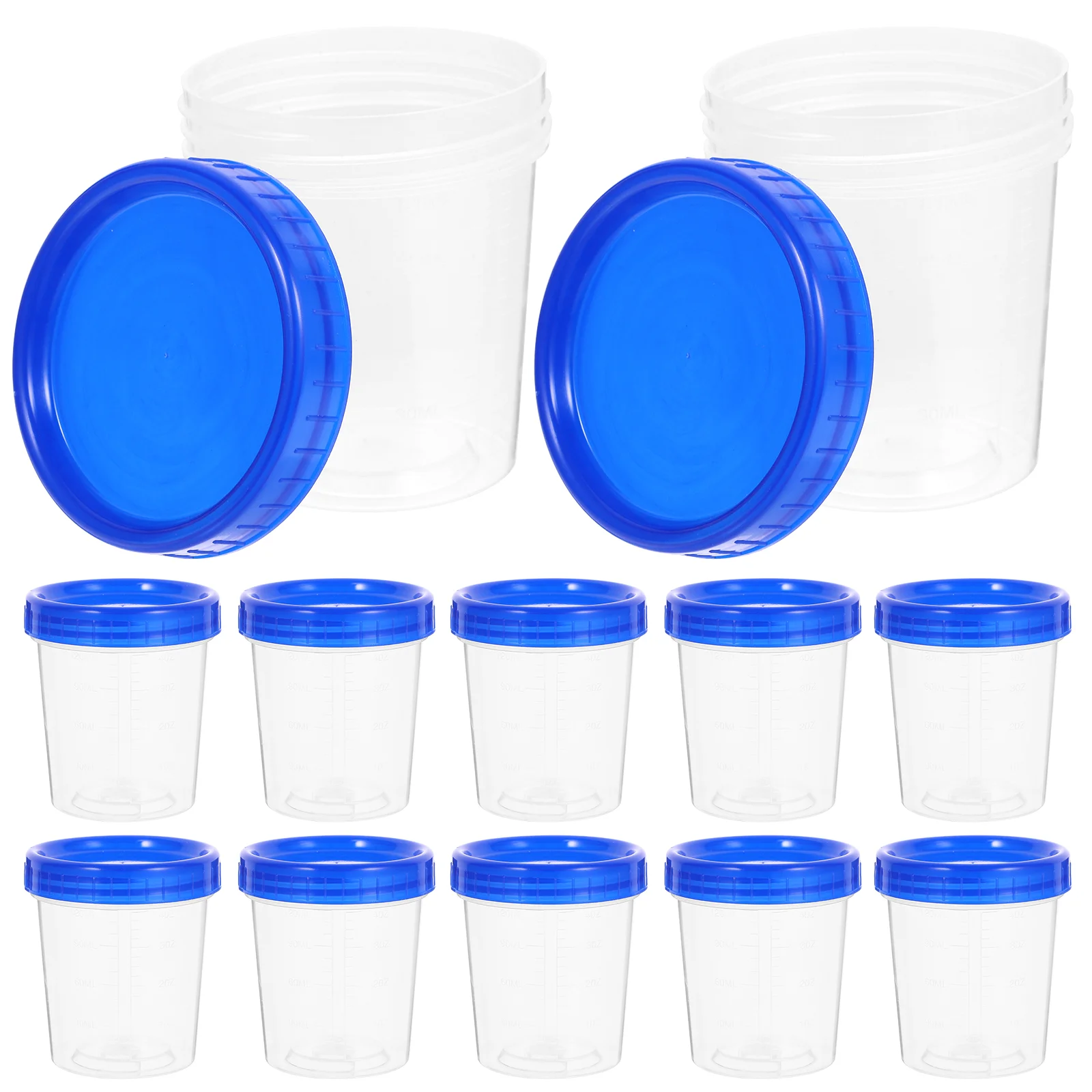 

12 Pcs Measuring Cup Specimen Graduated Liquid Cups Bottle Test Blue Cover 120ml Container